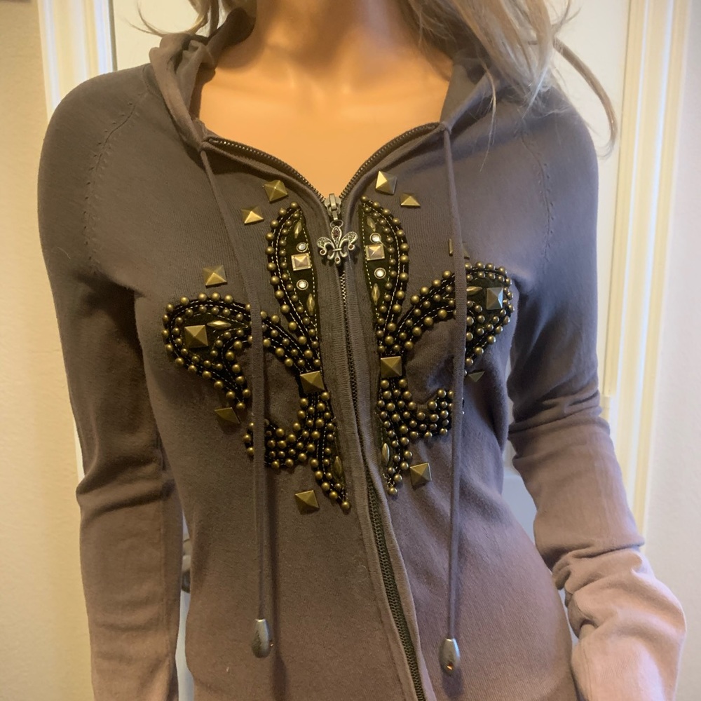 Royal Plush Fleur De Lis Sweater/Dress Ombré- Sz S